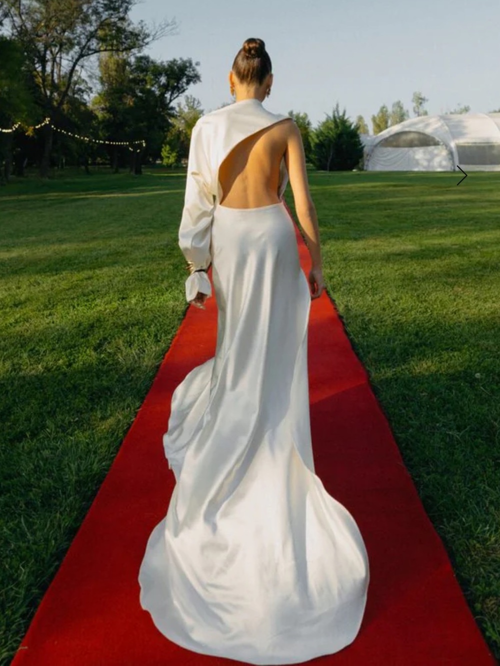 Matters Store Cannes Pearl Dress Backless White Satin Evening Gown